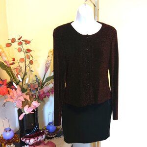 VTG Tradition Women’s 2 Piece Black Red Camisole Blouse Set Size M 8 10